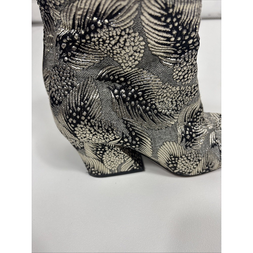 Dries Van Noten Brocade Cap-Toe 80mm Bootie silver and black brocade pattern 36 - Picture 5 of 8